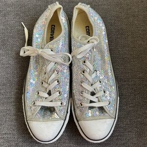 Converse Low Top Silver Holographic Sequin